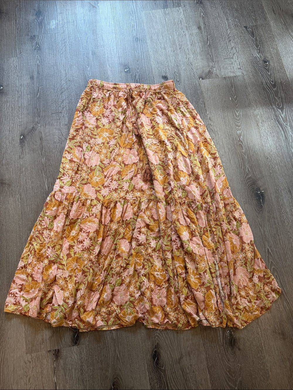Petal & Pup Pink and Mustard Floral Maxi Skirt